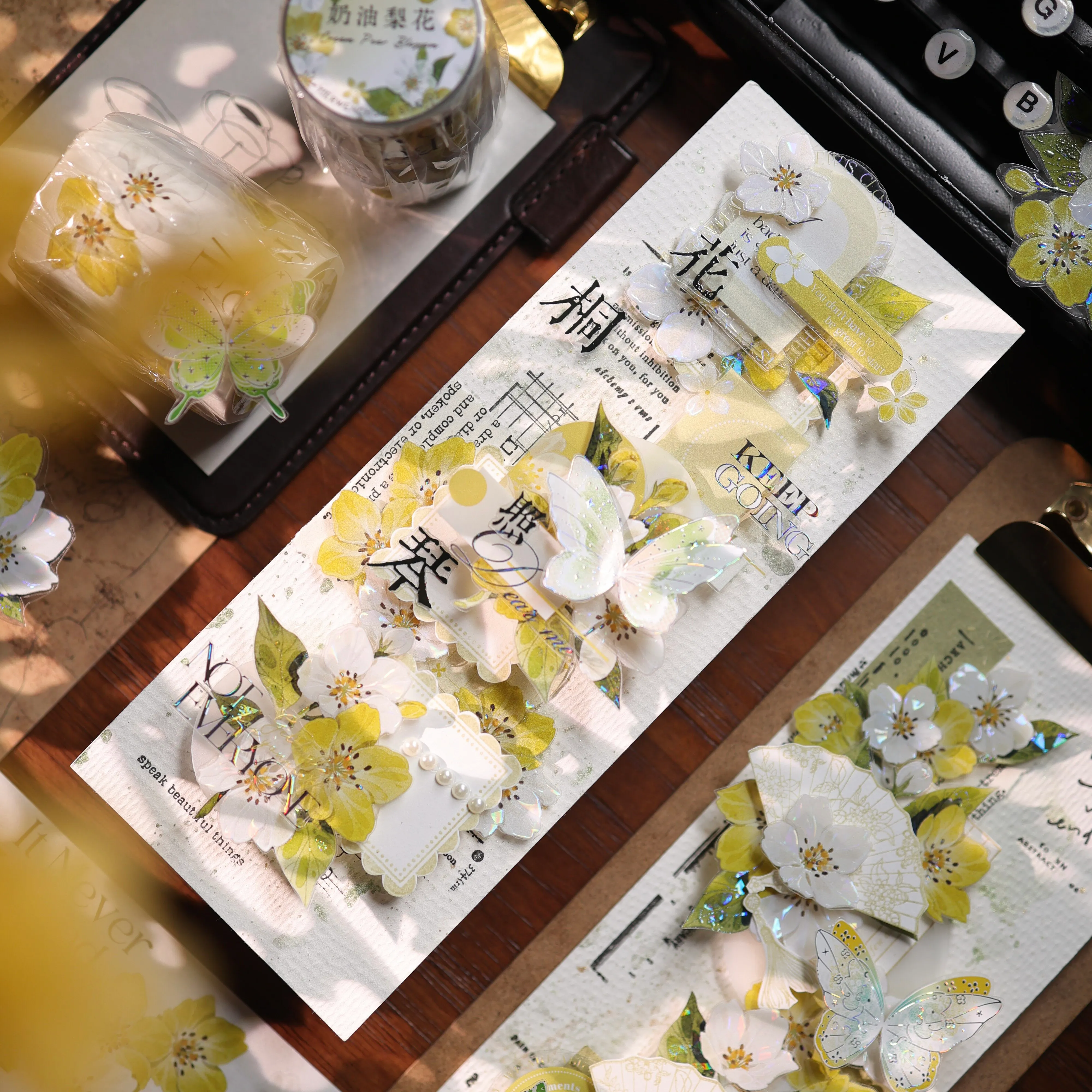 YIER Studio Pre-cut Yellow Pear blossoms PET Tape 2.17*236.22 inch