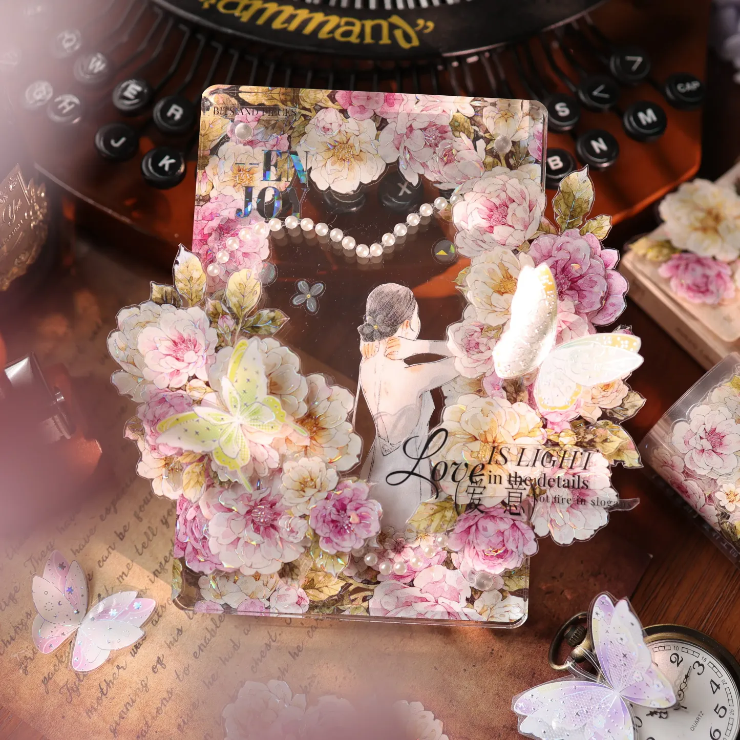 YIER Studio Pre-cut Pink flowers PET Tape 2.17*196.85 inch