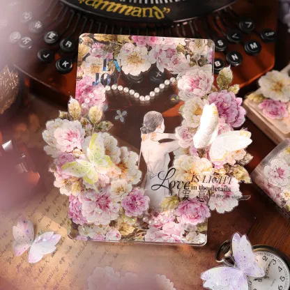 YIER Studio Pre-cut Pink flowers PET Tape 2.17*196.85 inch