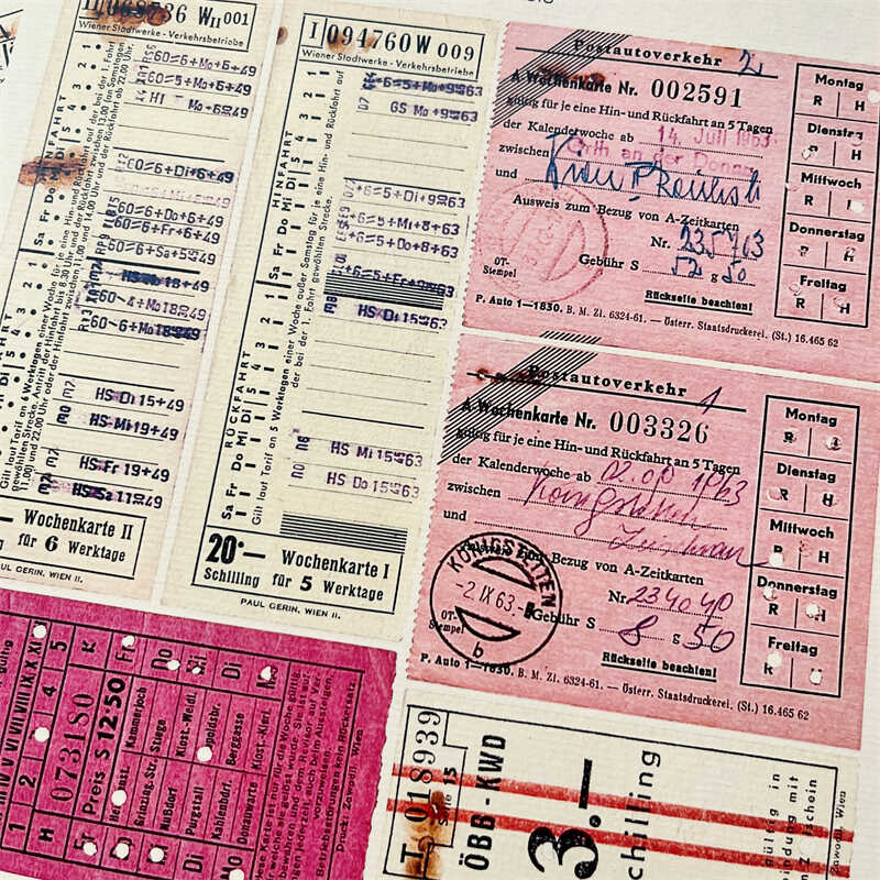4 sheets Retro Bill Theme Vintage ticket label backing paper