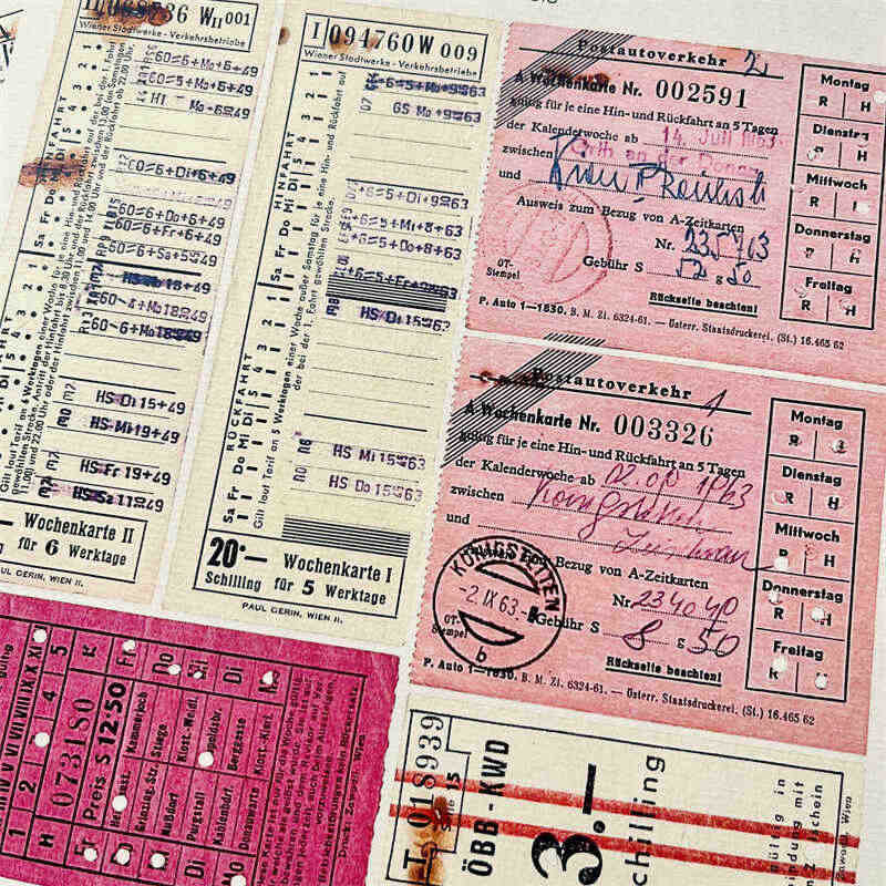 4Sheet/Pack Vintage Distressed Ticket Label Scrapbook A4 Background Material Paper