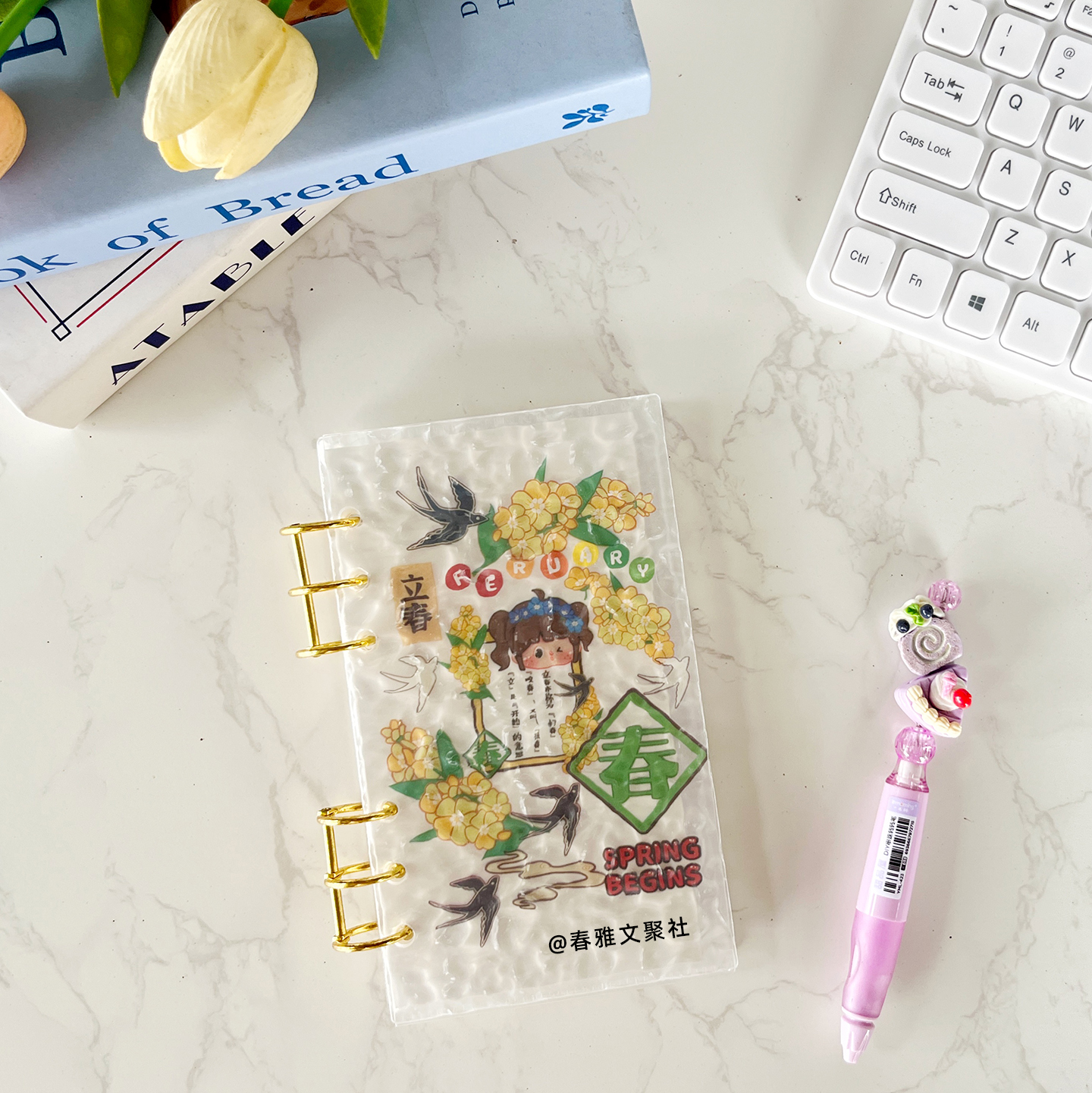 A5 A6 Thick Striped Acrylic Binder with Detachable Cover