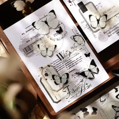 YIER Studio Black and white butterflies Washi PET Tape 2.17*196.85 inch