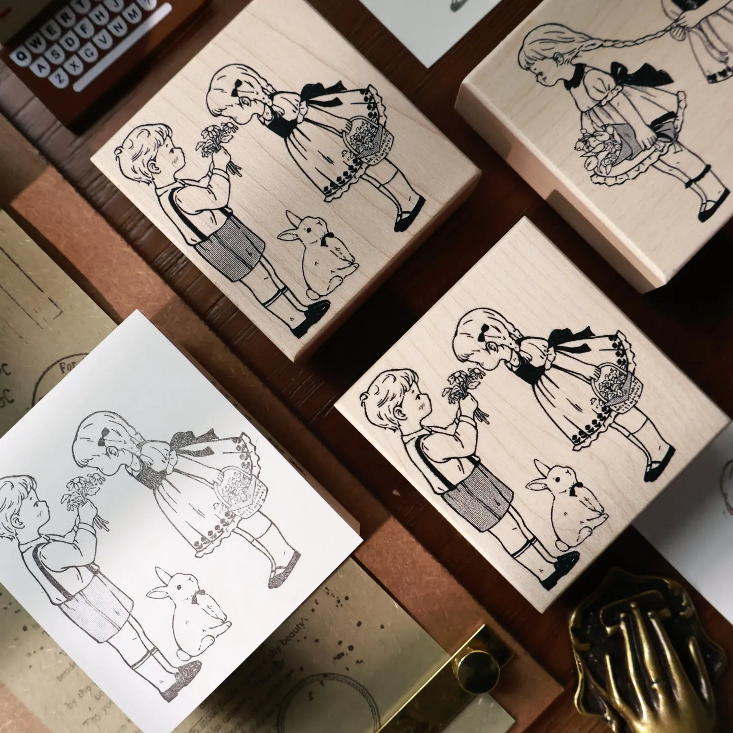 YIER Studio Cute girl Wood Stamp