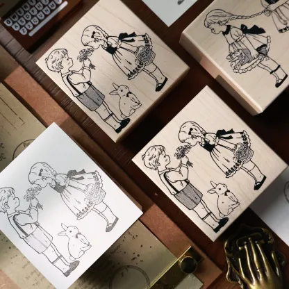 YIER Studio Cute girl Wood Stamp