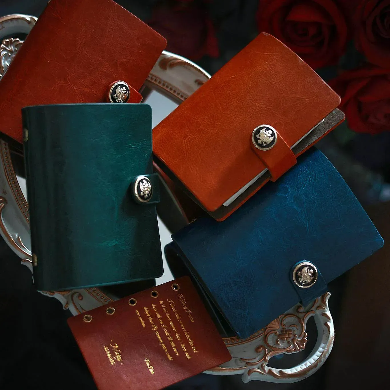 Vintage Genuine Leather M5 Ring Binder Notebook | Pocket Size Refillable Journal with 90 Blank Sheets