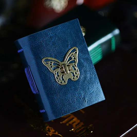 Vintage Handmade A7 Butterfly Leather Journal | Genuine Cowhide Collage Notebook with Blank Kraft Pages