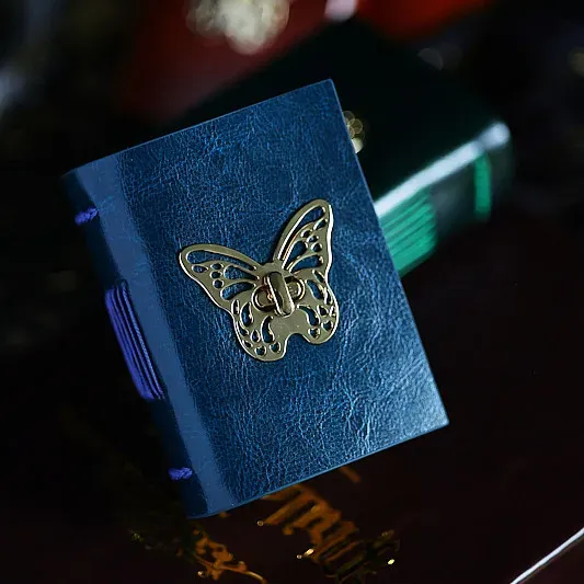 Vintage Handmade A7 Butterfly Leather Journal | Genuine Cowhide Collage Notebook with Blank Kraft Pages