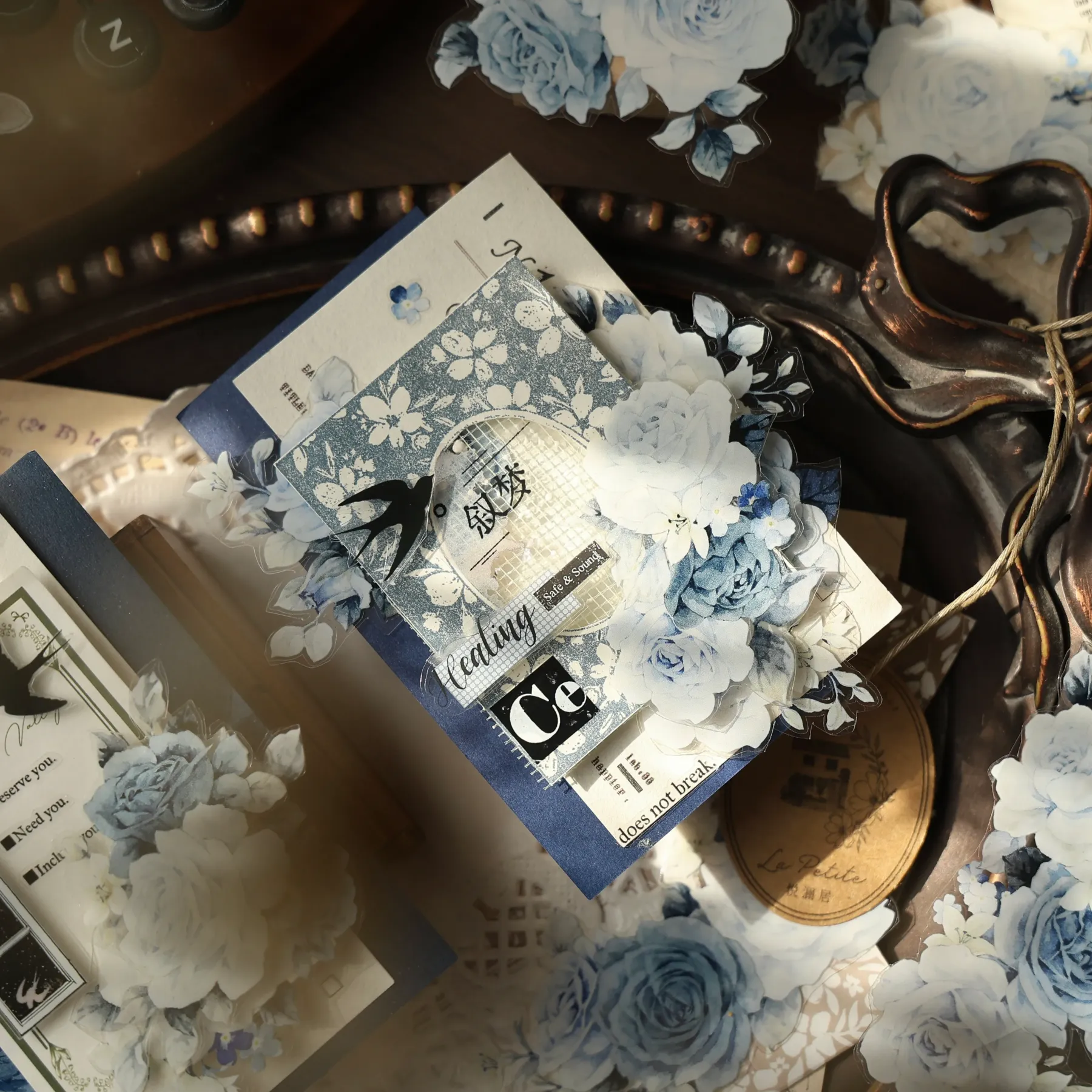 YIER Studio Blue Rose Theme PET Washi Tape 1.97*196.85 inch