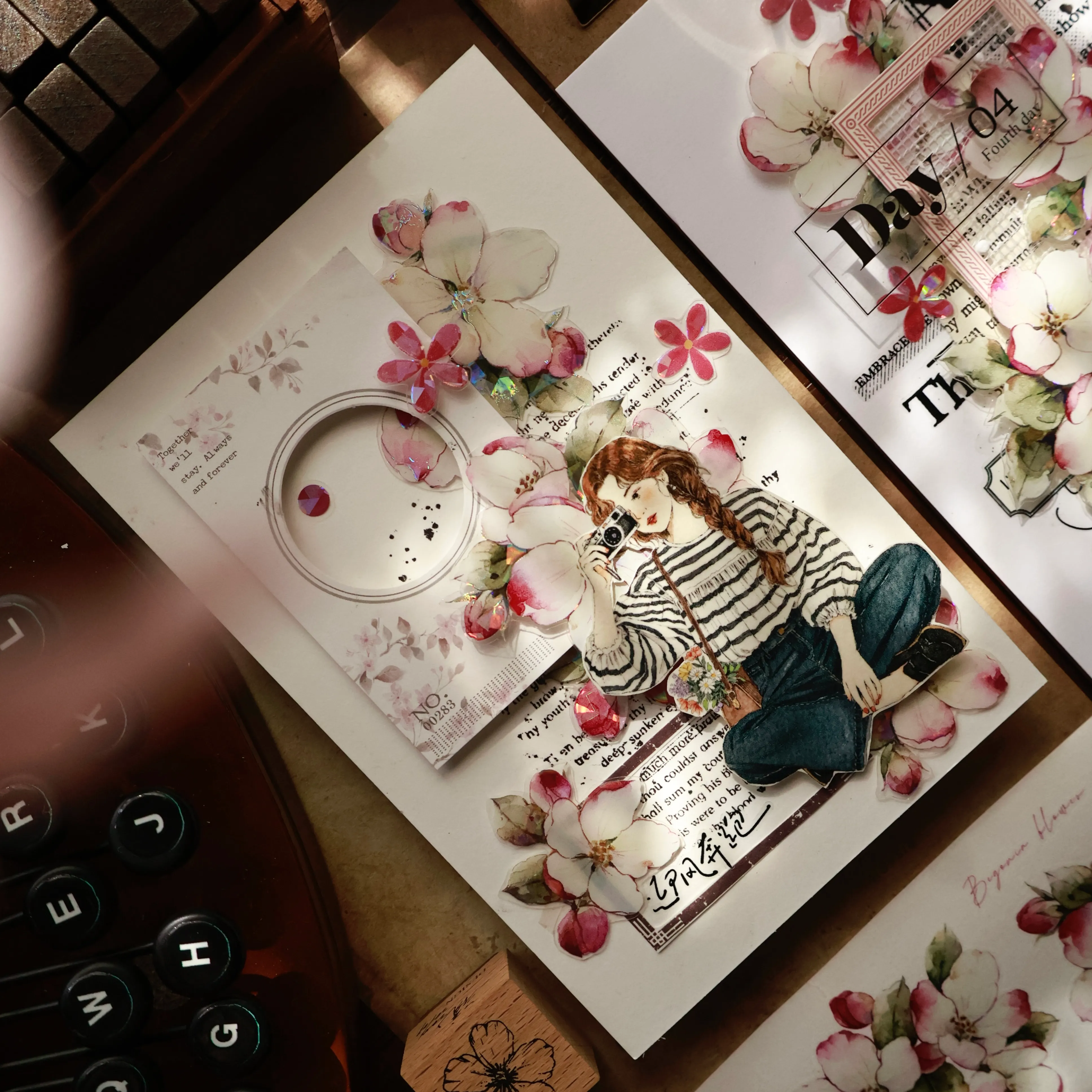 YIER Studio Pink Crabapple blossoms Washi PET Tape 2.17 * 78.74 inch