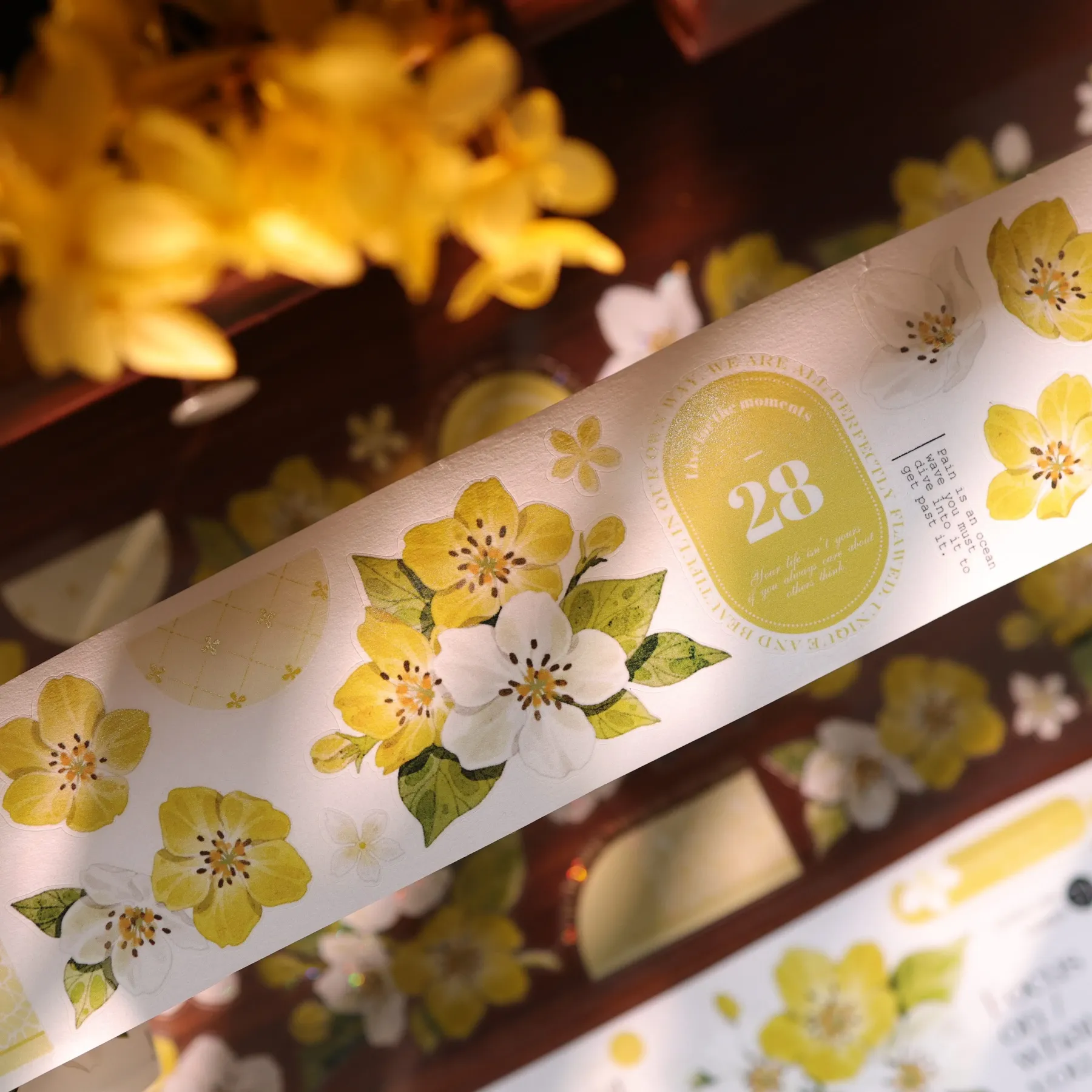 YIER Studio Pre-cut Yellow Pear blossoms PET Tape 2.17*236.22 inch