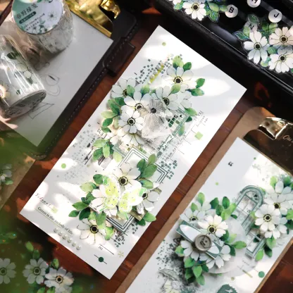 YIER Studio Pre-cut Green flowers PET Tape 2.17*196.85 inch