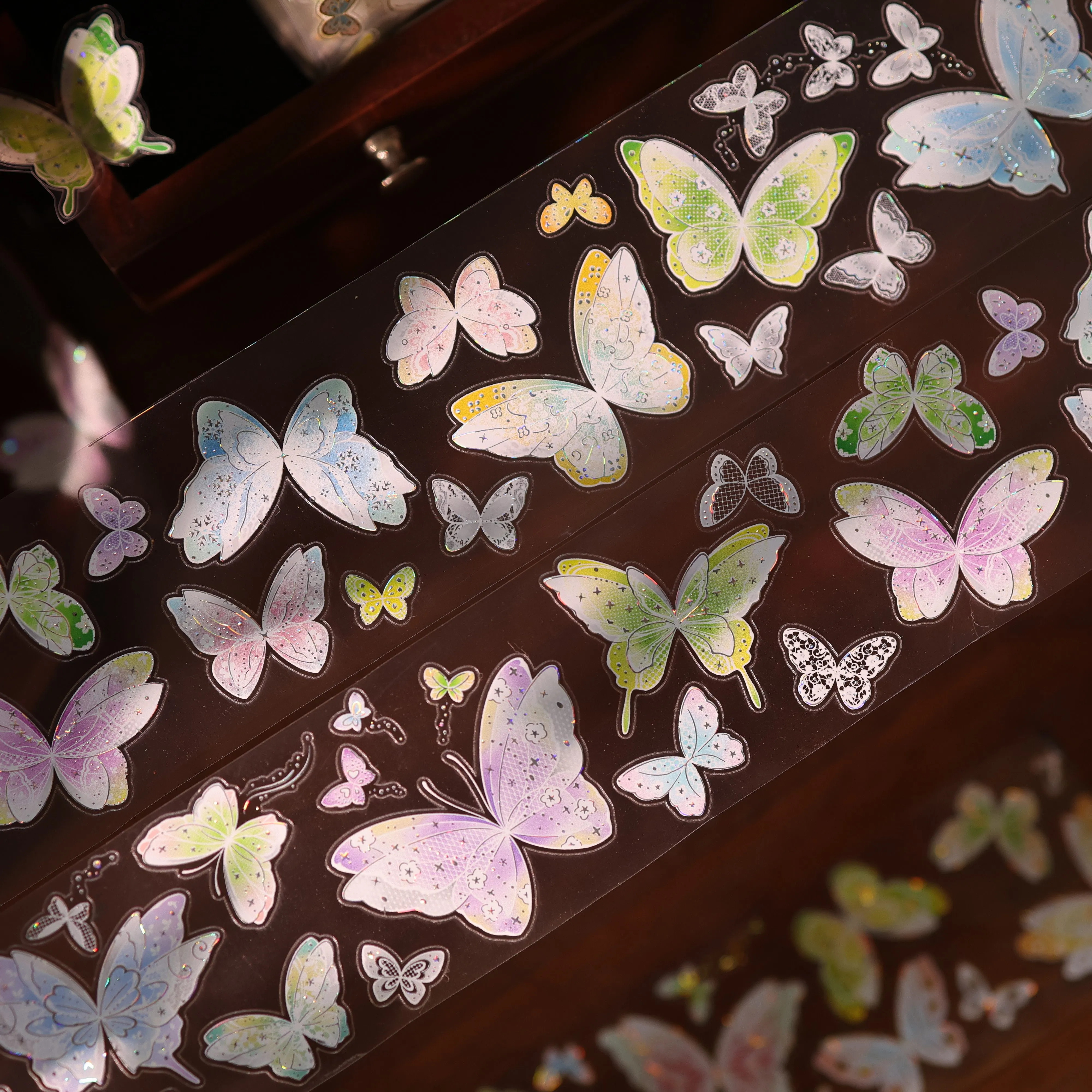 YIER Studio Pre-cut Dreamlike Butterfly PET Tape 2.17*196.85 inch