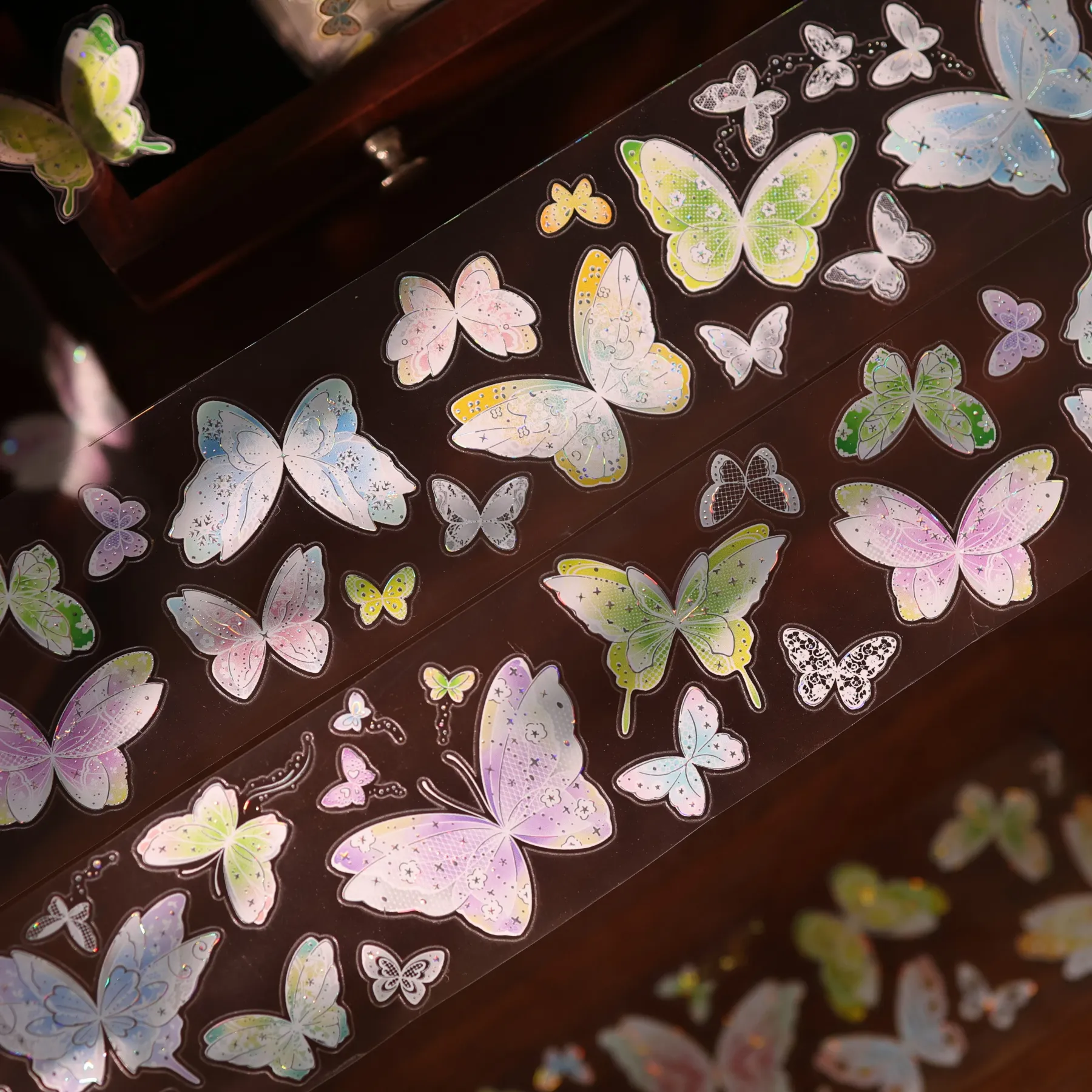 YIER Studio Pre-cut Dreamlike Butterfly PET Tape 2.17*196.85 inch