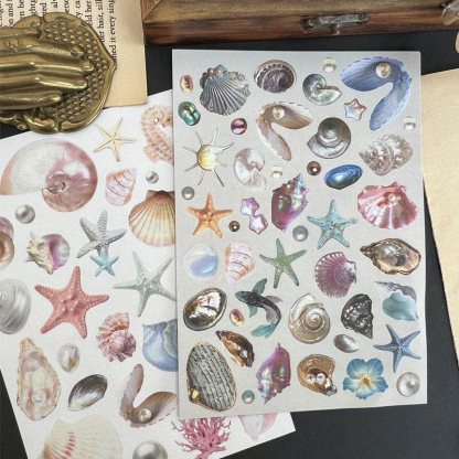 Holographic Pearl Seashell Marine Elements Stickers
