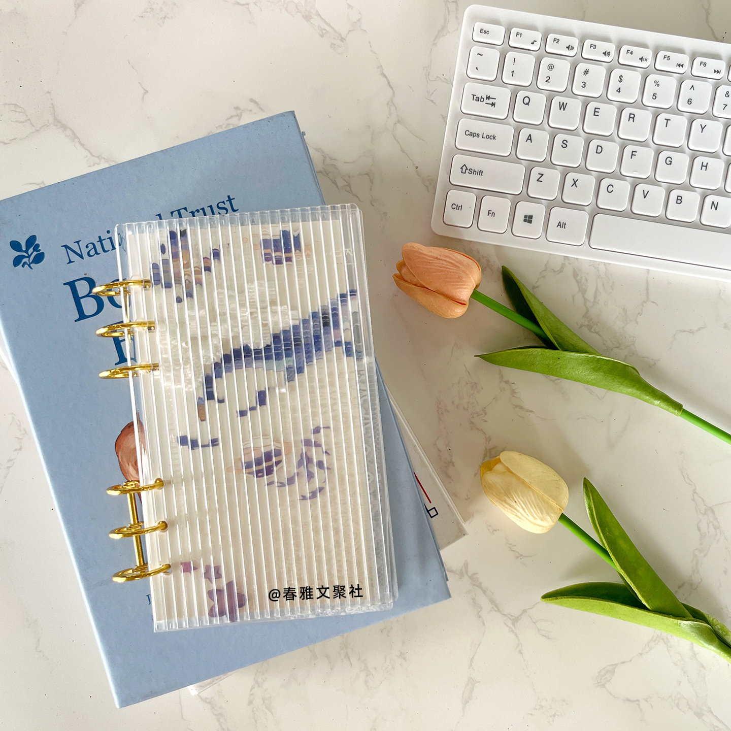 A5 A6 Thick Striped Acrylic Binder with Detachable Cover