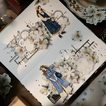 YIER Studio White flowers Washi PET Tape 2.17 * 78.74 inch