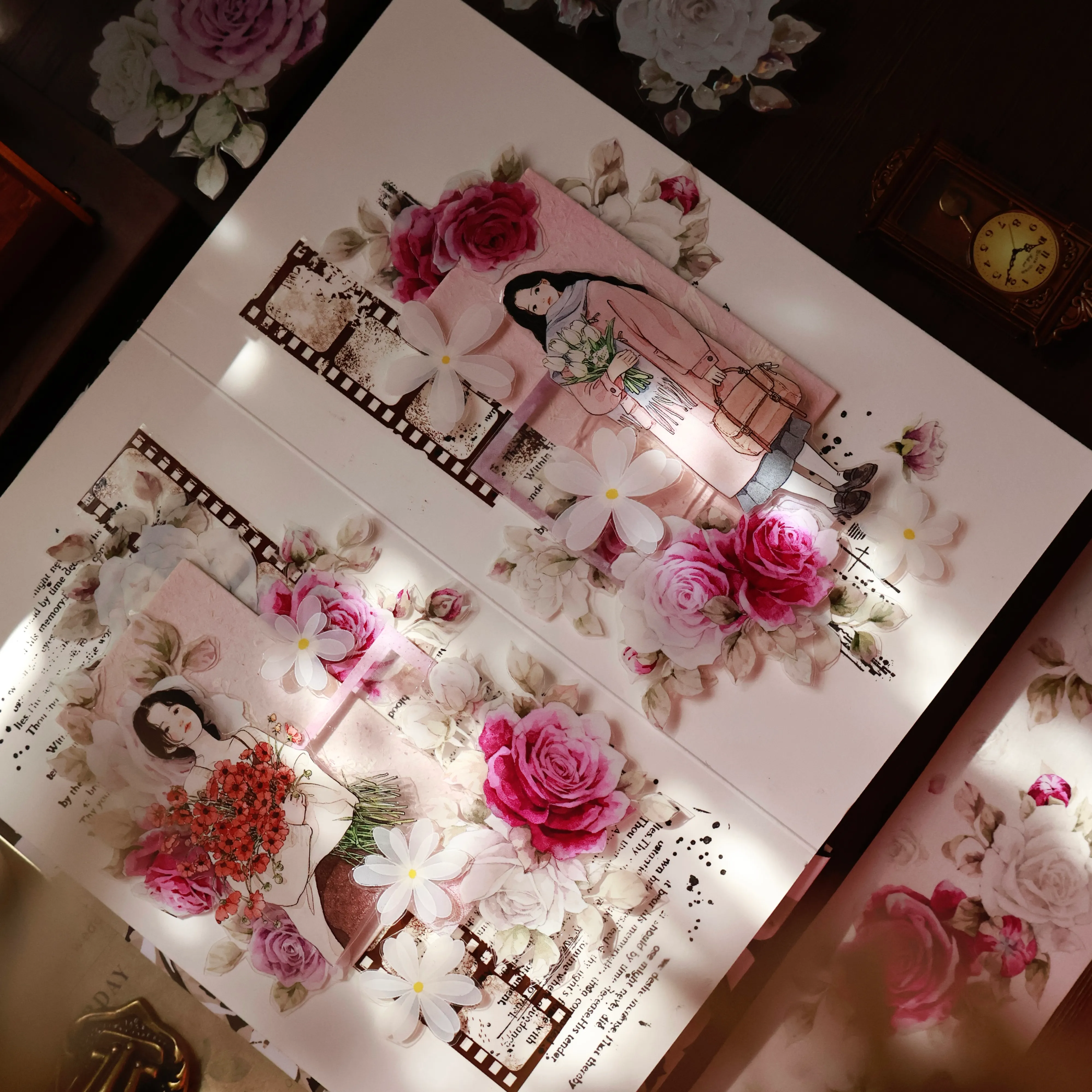 YIER Studio Pinkish-purple flowers Washi PET Tape 2.17*196.85 inch