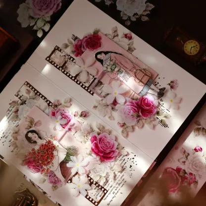 YIER Studio Pinkish-purple flowers Washi PET Tape 2.17*196.85 inch