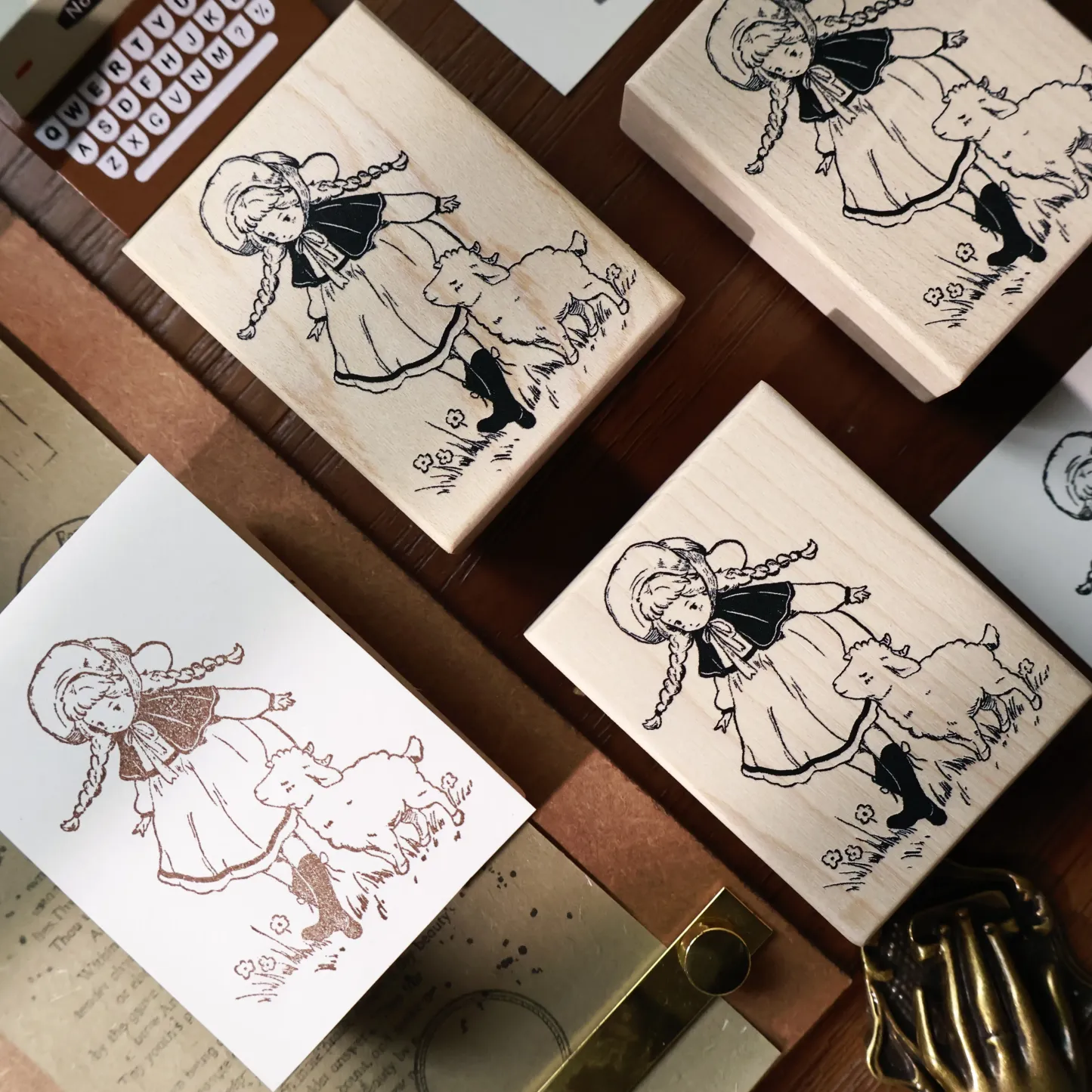 YIER Studio Cute girl Wood Stamp