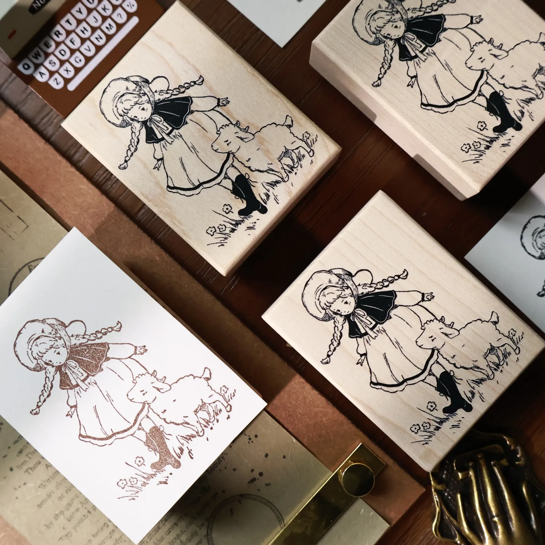 YIER Studio Cute girl Wood Stamp