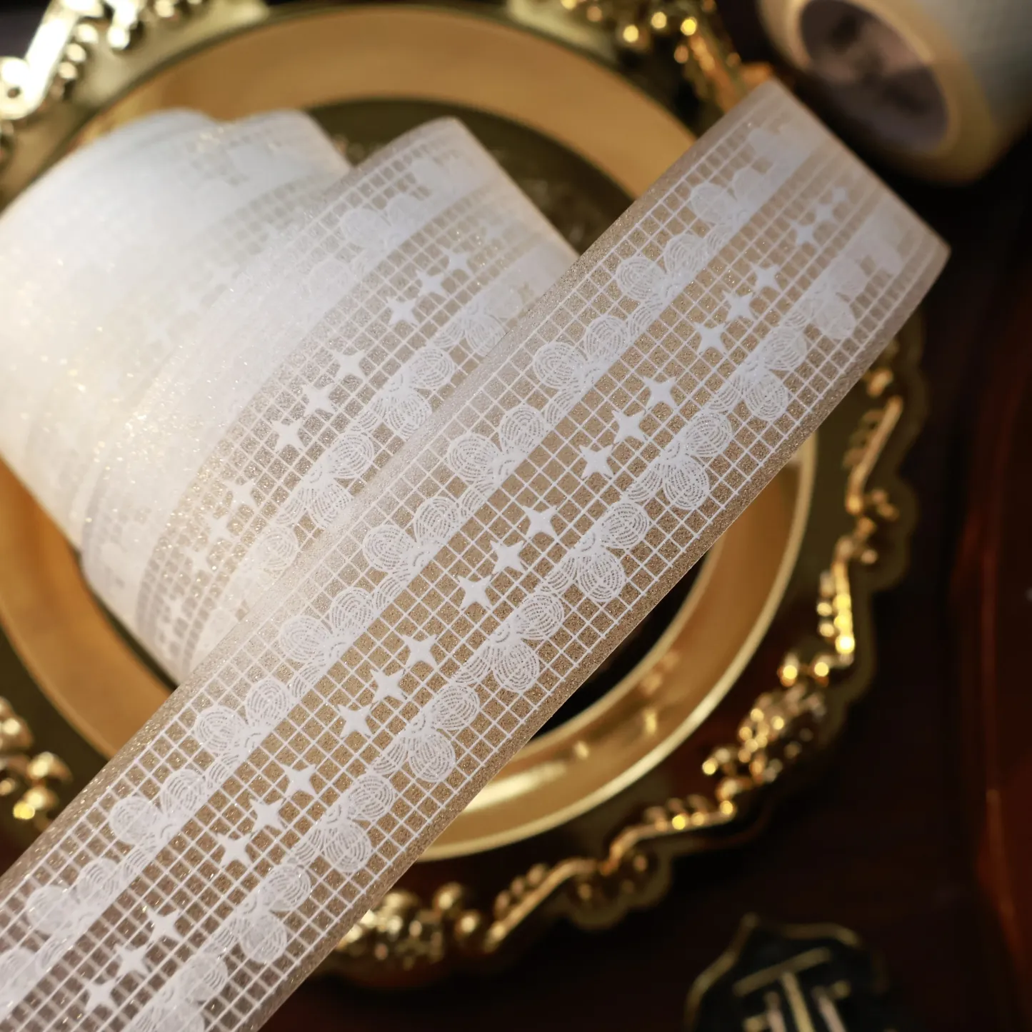 YIER Studio White lace-themed frosted PET 28mm*300cm