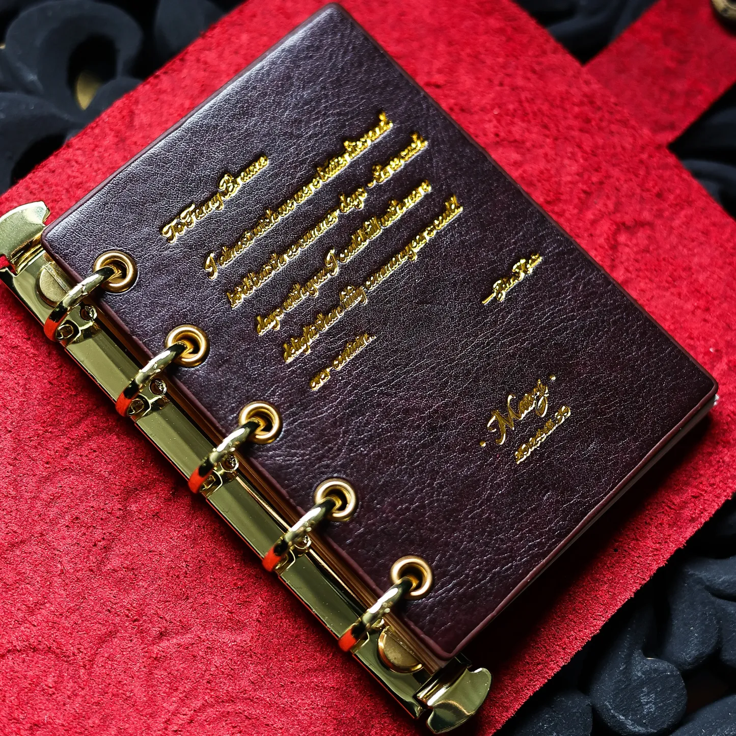 Vintage Genuine Leather M5 Ring Binder Notebook | Pocket Size Refillable Journal with 90 Blank Sheets