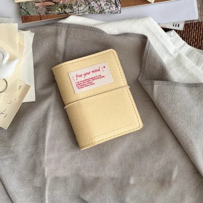 Minimalist M5 Leather Journal with Fabric Label | Colorful Collage Pocket Notebook, 60 Blank Sheets