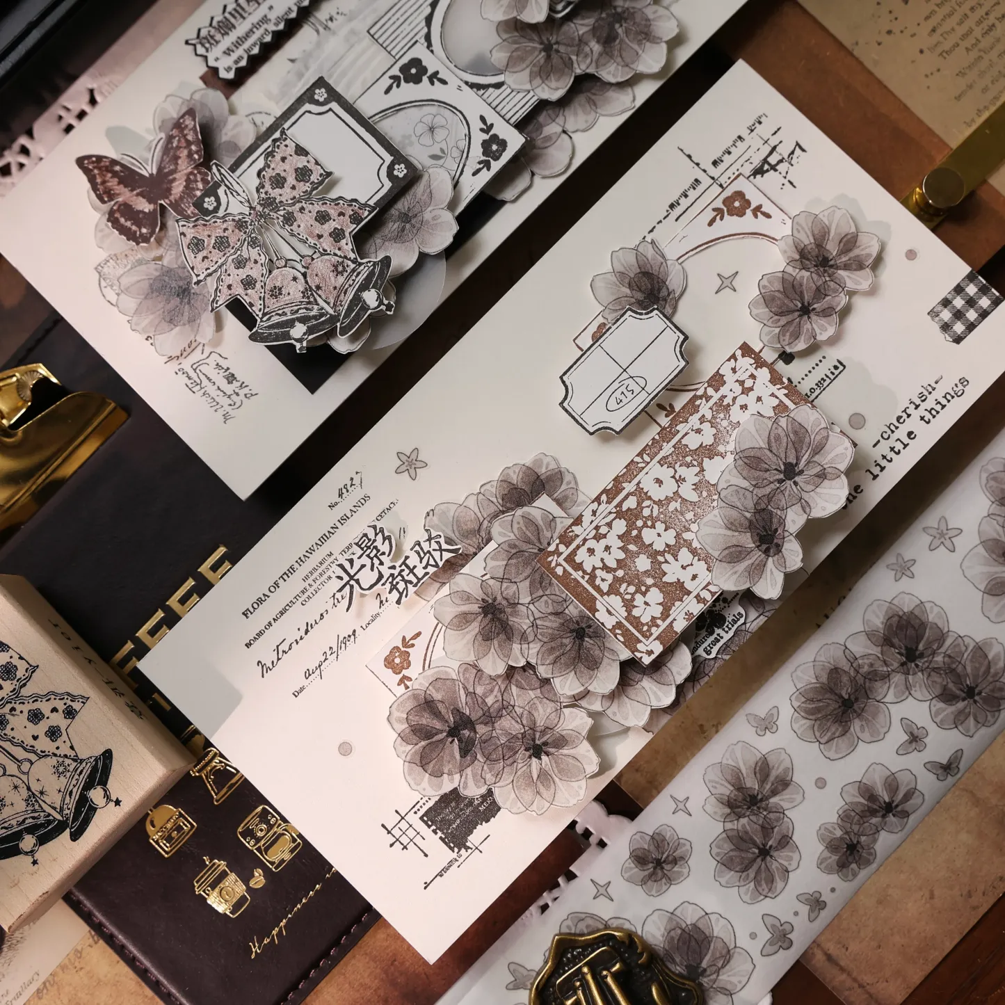 YIER Studio Transparent black flowers PET Washi Tape 1.97*196.85 inch