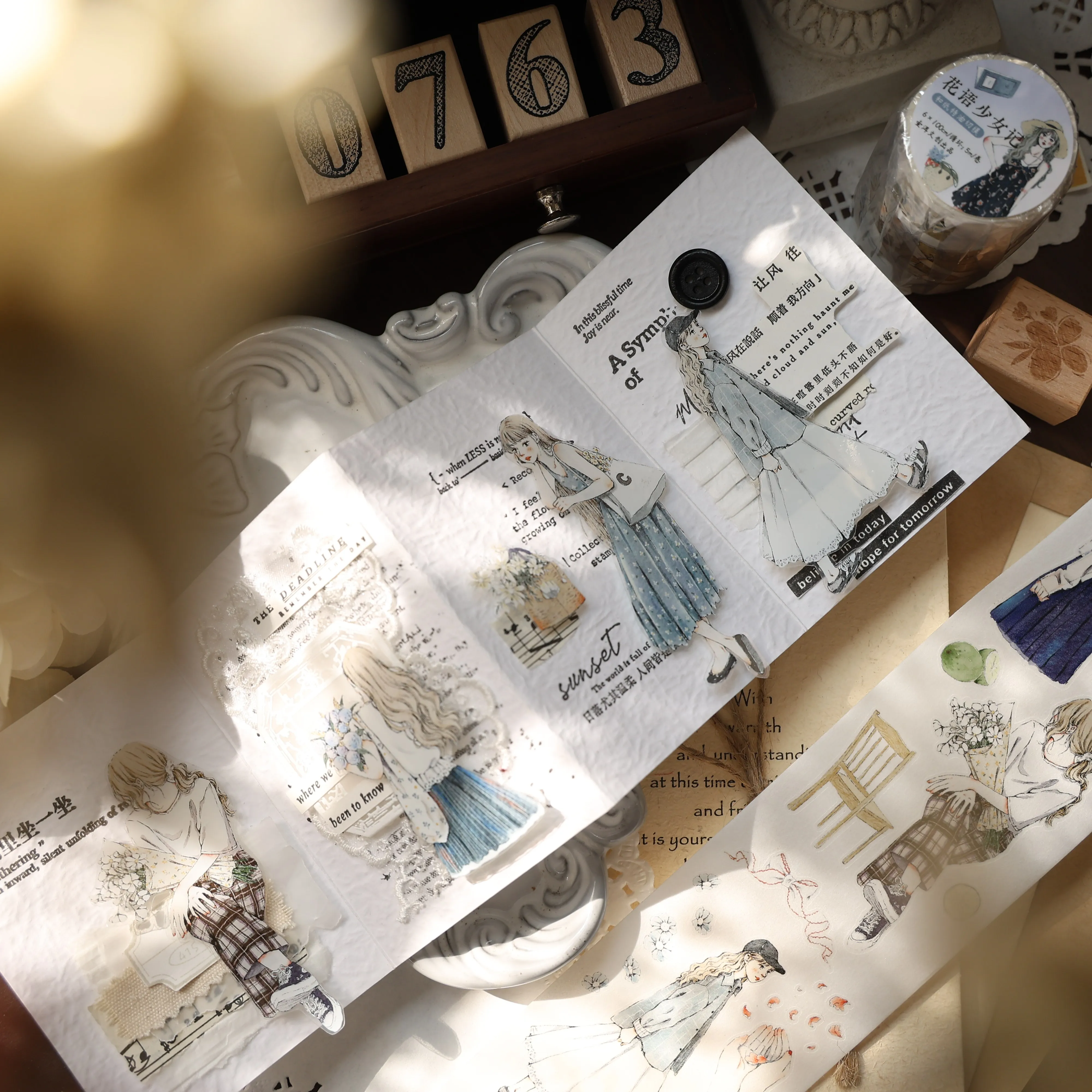 YIER Studio Girl PET Washi Tape 2.36*196.85 inch