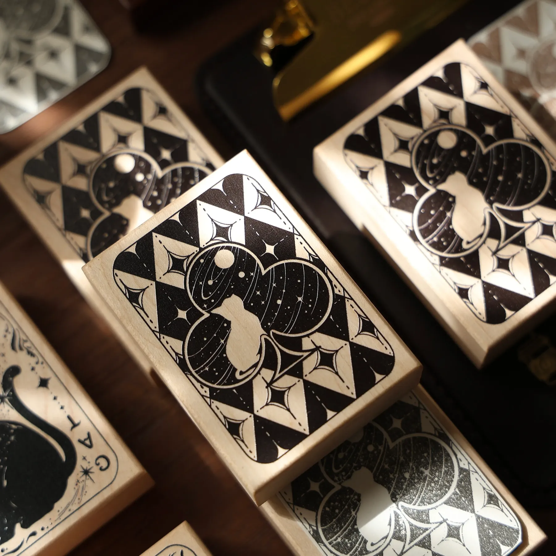 YIER Studio Playing cards Cat Wood Stamp