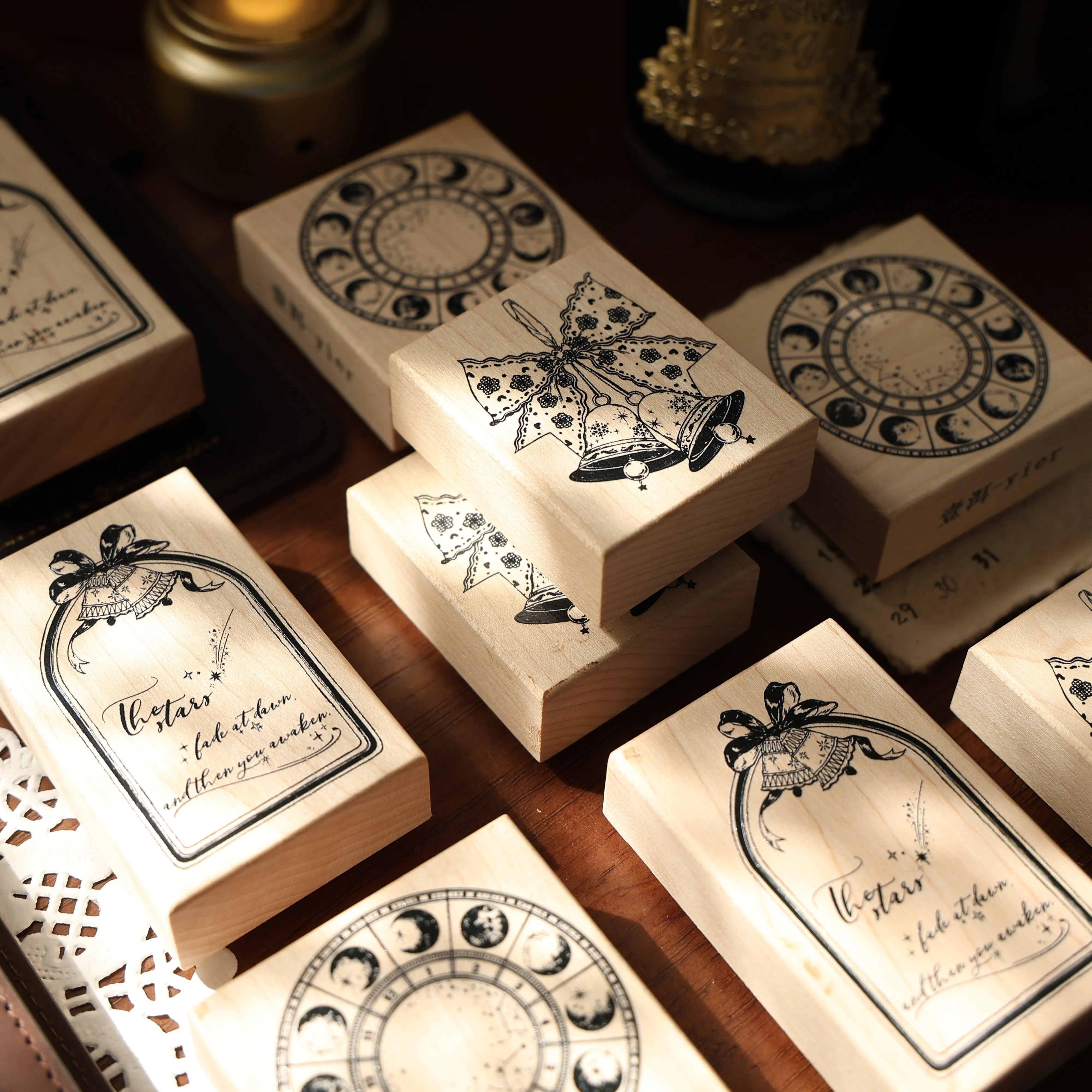 YIER Bell Window Compass Wood Stamp