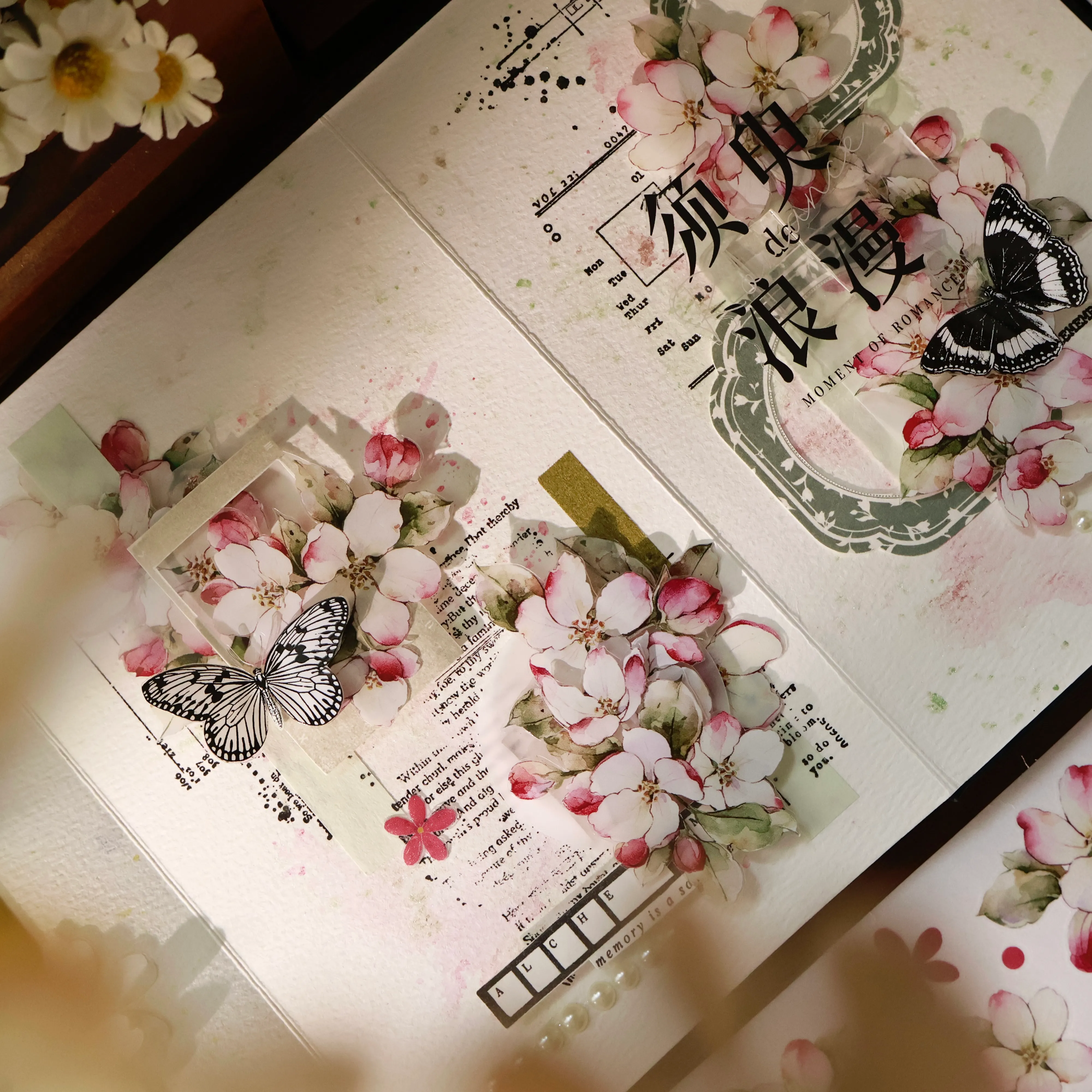 YIER Studio Pink Crabapple blossoms Washi PET Tape 2.17 * 78.74 inch