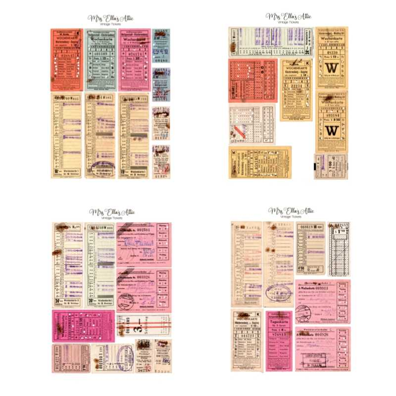 4Sheet/Pack Vintage Distressed Ticket Label Scrapbook A4 Background Material Paper