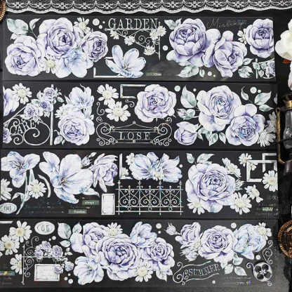 OKMT Studio Vintage Green Purple Brown Floral PET Tape