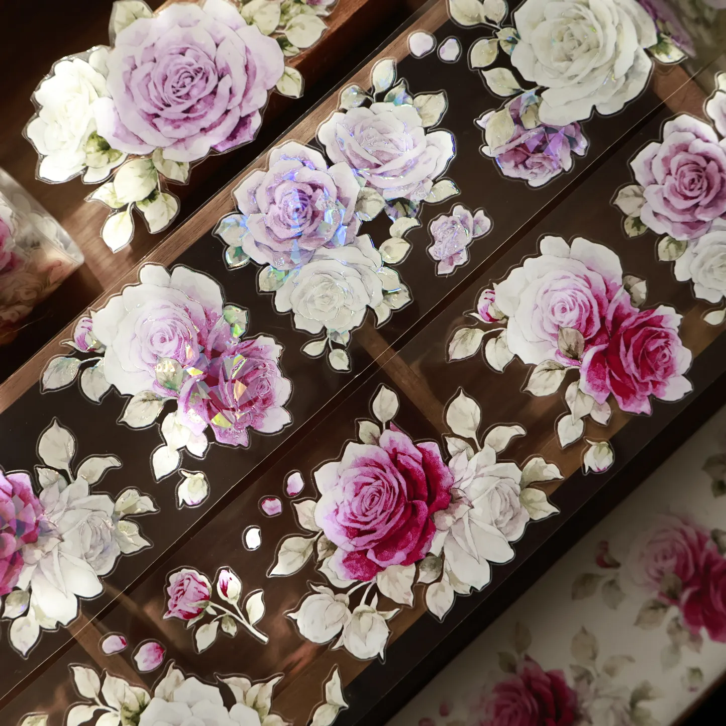 YIER Studio Pinkish-purple flowers Washi PET Tape 2.17*196.85 inch