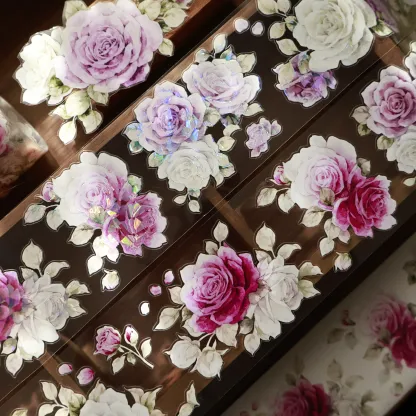 YIER Studio Pinkish-purple flowers Washi PET Tape 2.17*196.85 inch