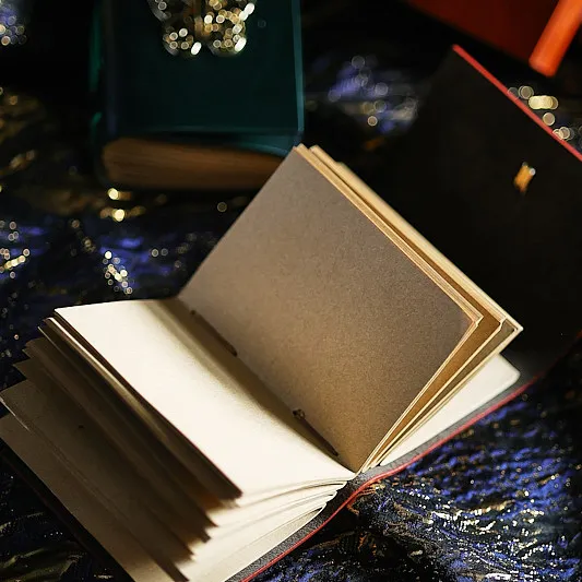 Vintage Handmade A7 Butterfly Leather Journal | Genuine Cowhide Collage Notebook with Blank Kraft Pages