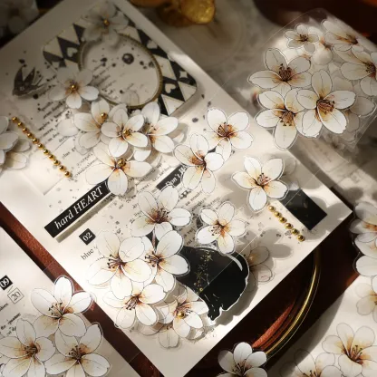 YIER Studio White flowers PET Washi Tape 1.97*196.85 inch