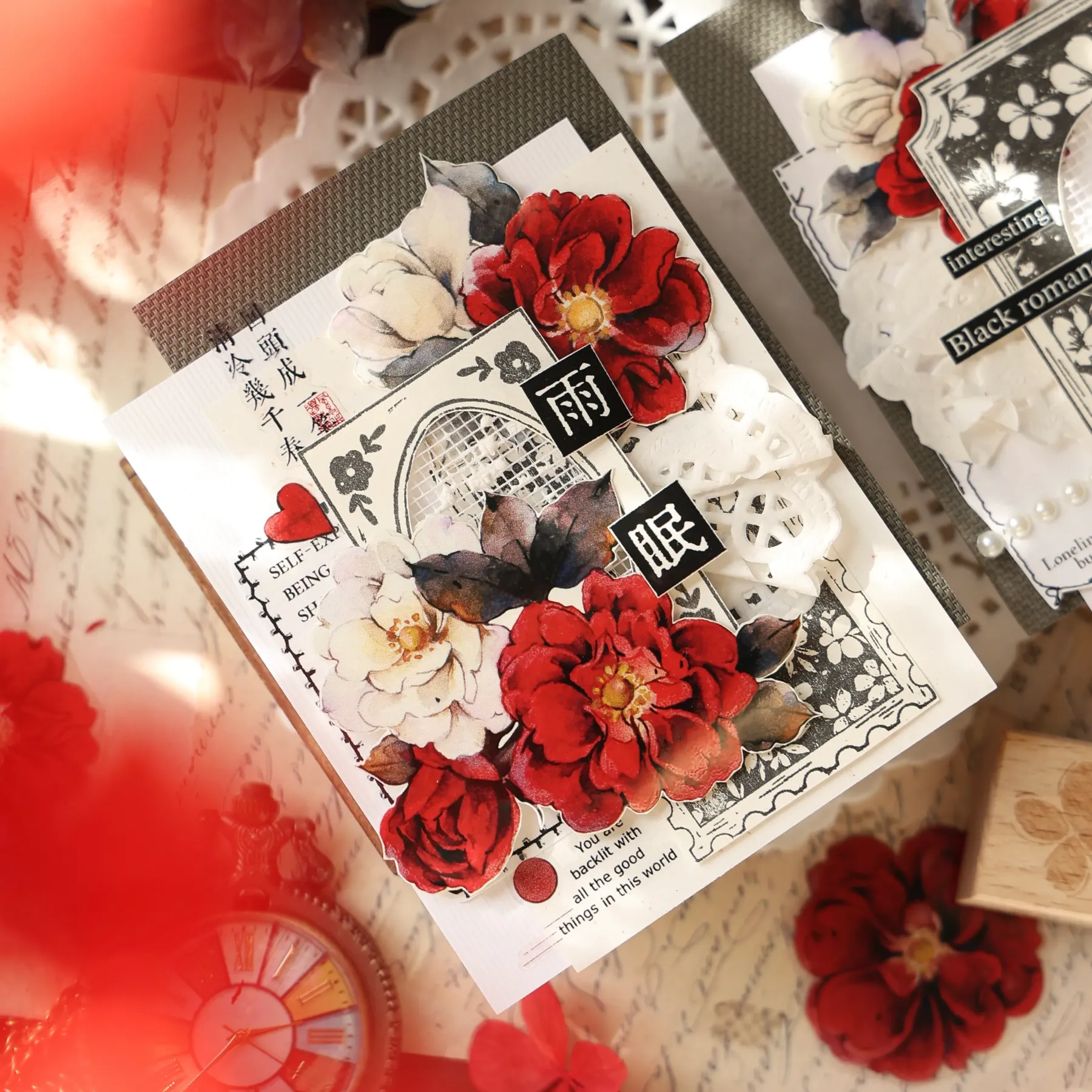 YIER Studio Red playing cards flowers PET Washi Tape 2.36*196.85 inch