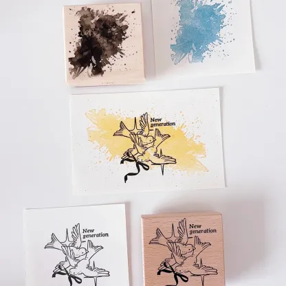 Watercolor stains ink stains Theme Art Wooden Stamp