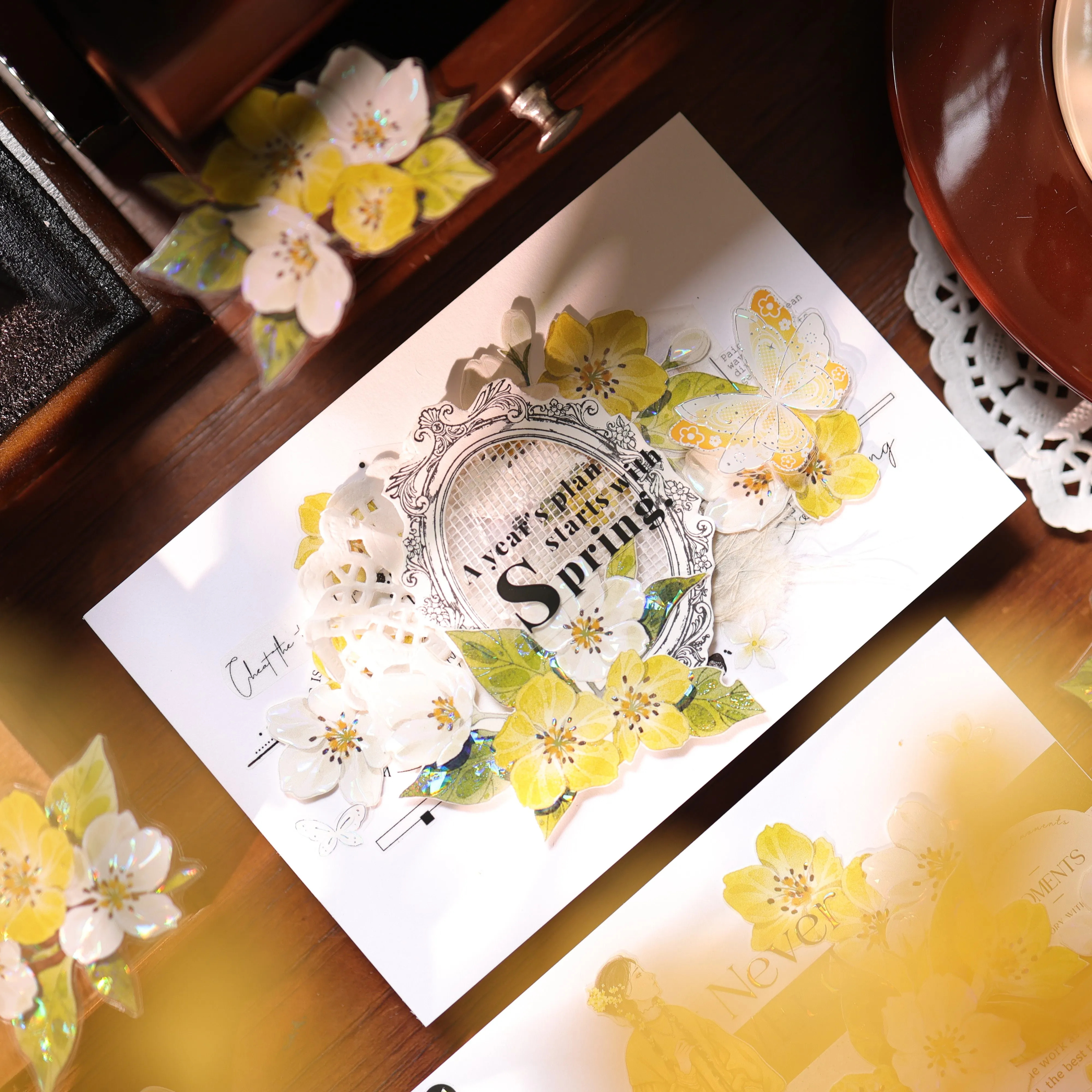 YIER Studio Pre-cut Yellow Pear blossoms PET Tape 2.17*236.22 inch