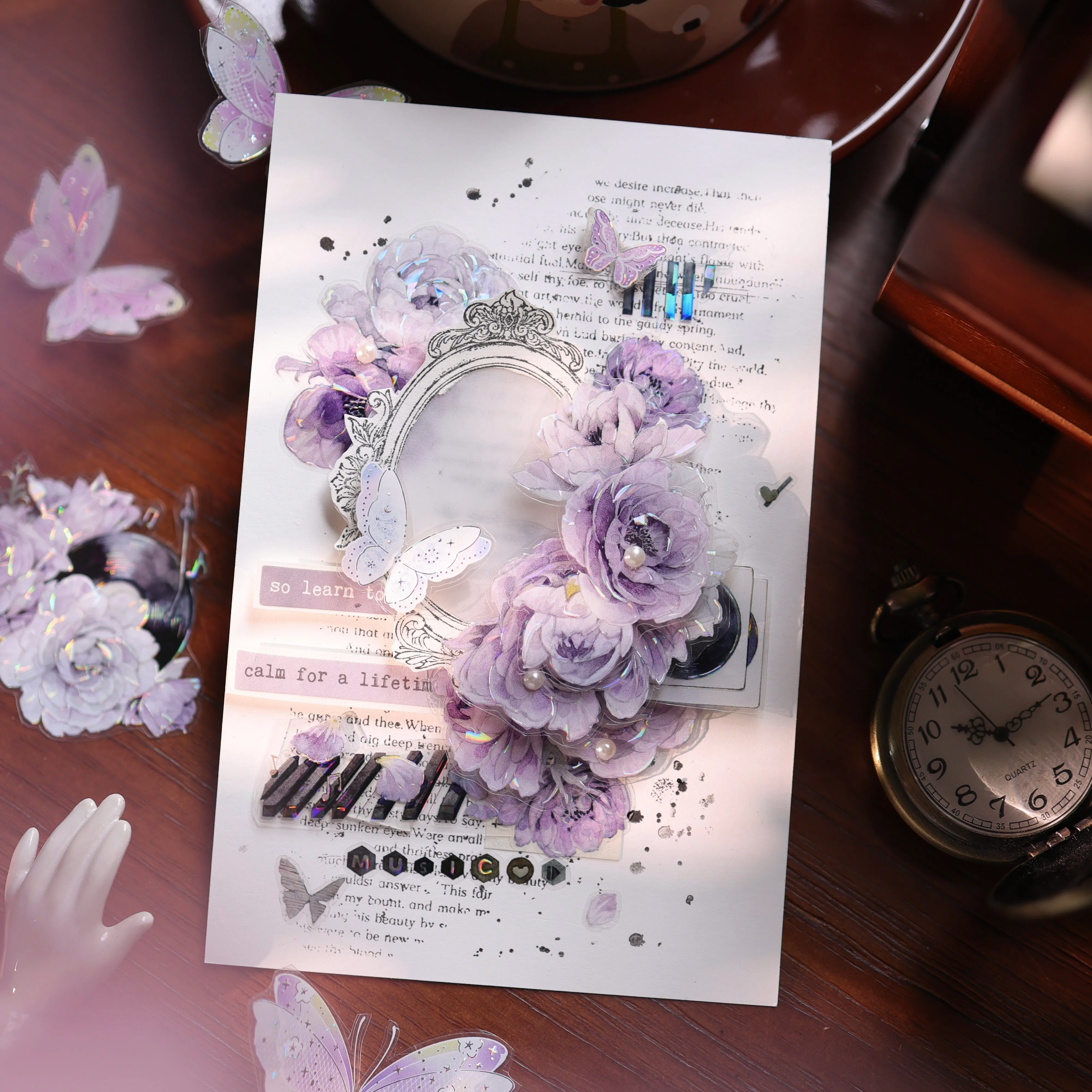YIER Studio Pre-cut Purple flowers PET Tape 2.36*196.85 inch