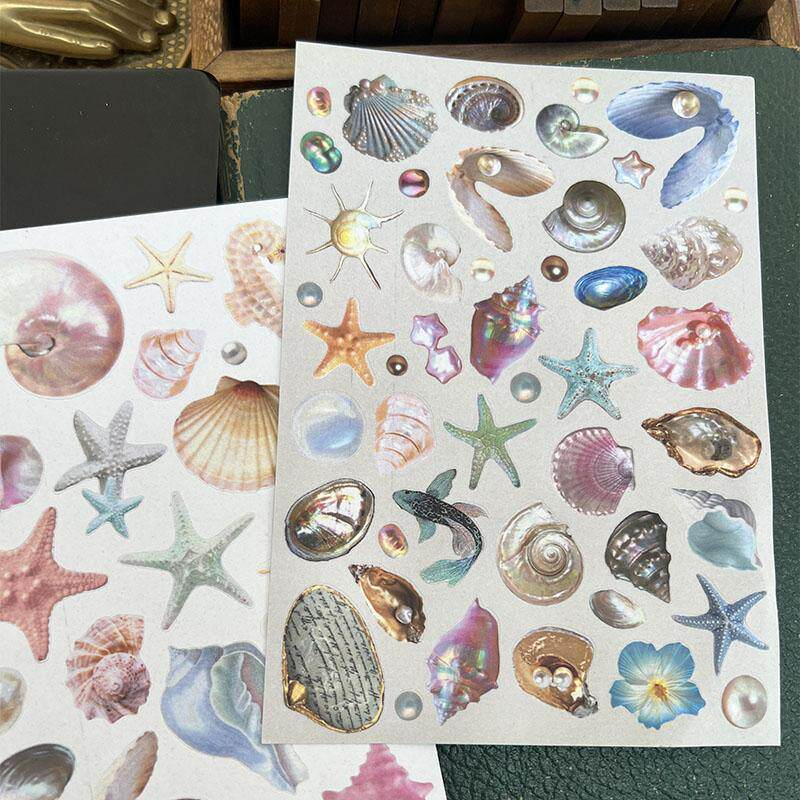 Holographic Pearl Seashell Marine Elements Stickers