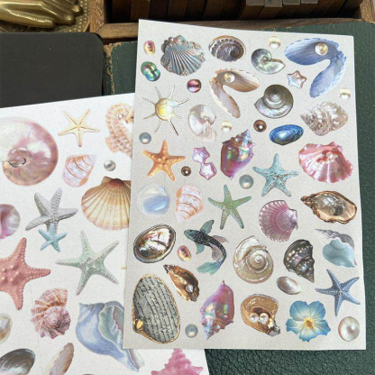 Holographic Pearl Seashell Marine Elements Stickers