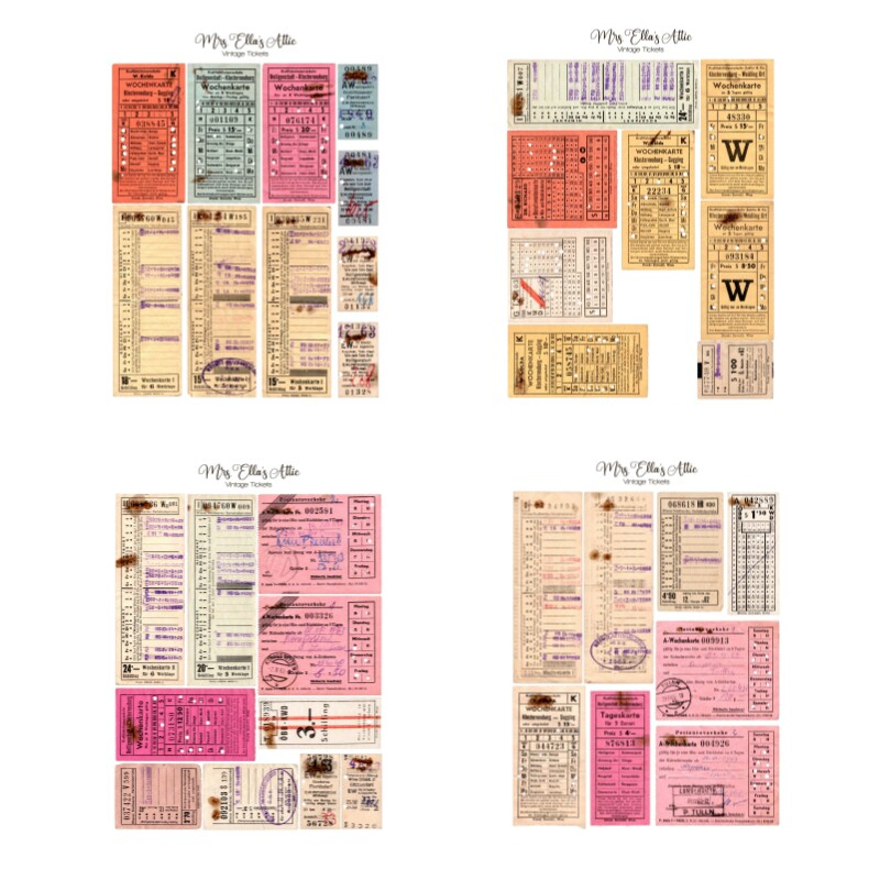 4 sheets Retro Bill Theme Vintage ticket label backing paper