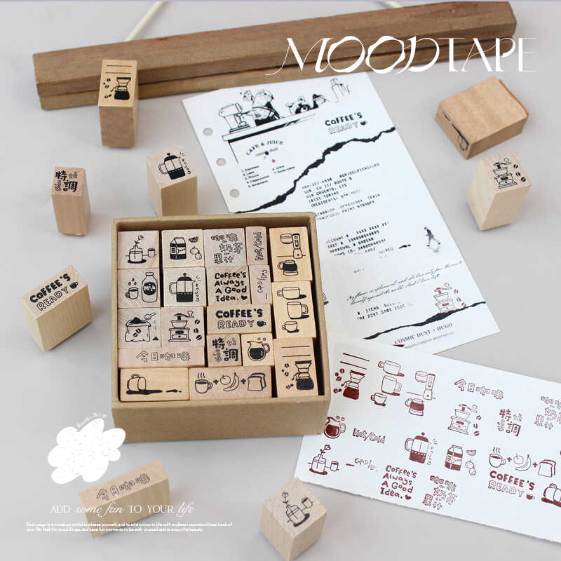MoodTape Studio Coffee Theme Art Wooden Stamp