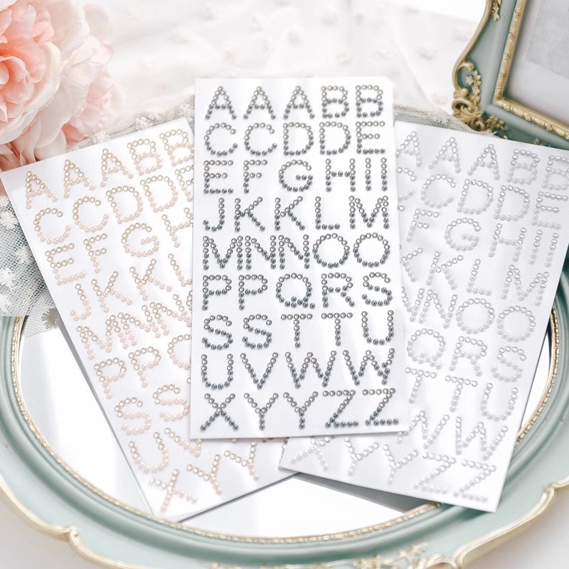 English alphabet transparent diamond stickers