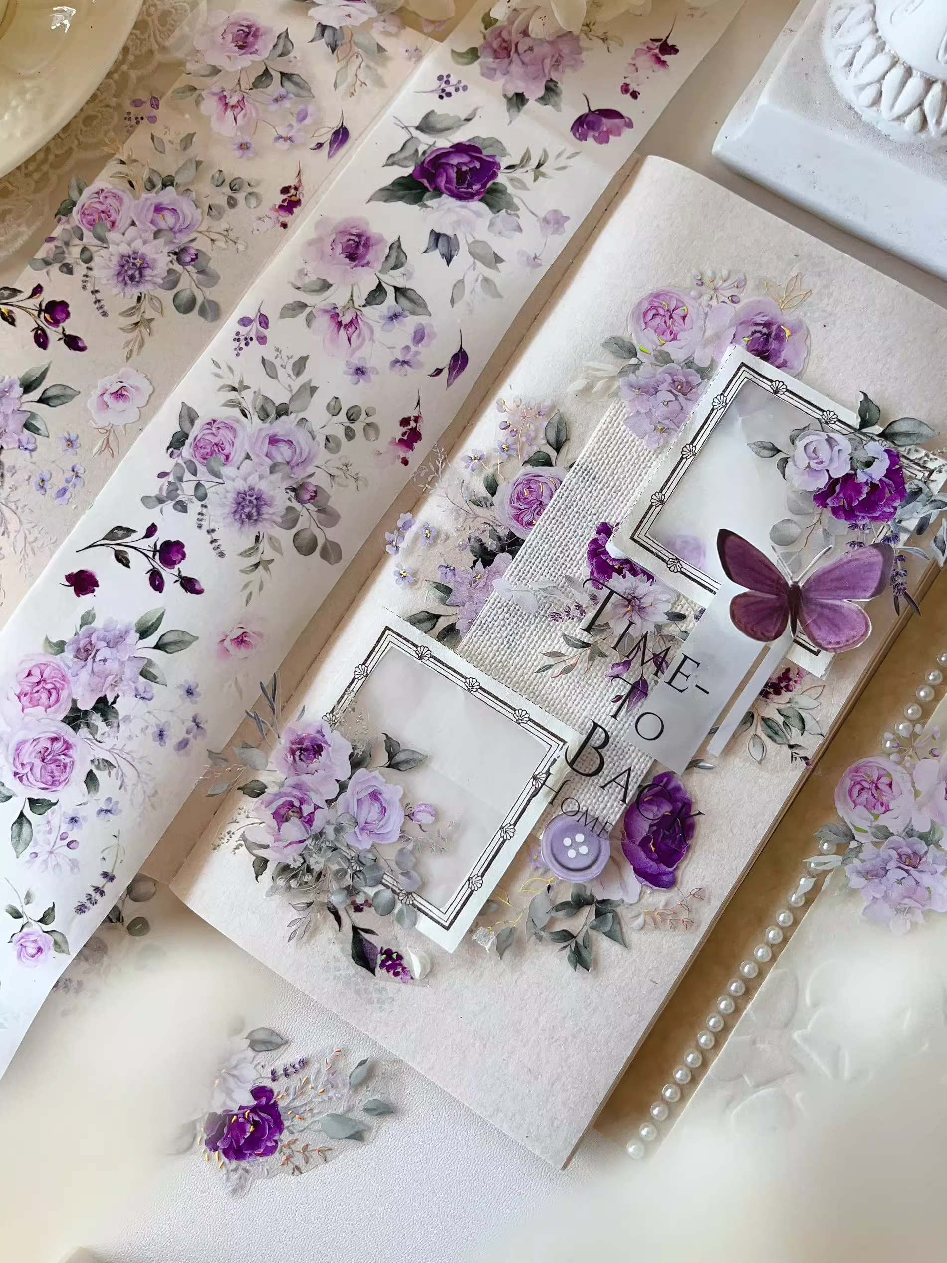 YIER Studio Purple Rose PET Washi tape 55mm*600cm