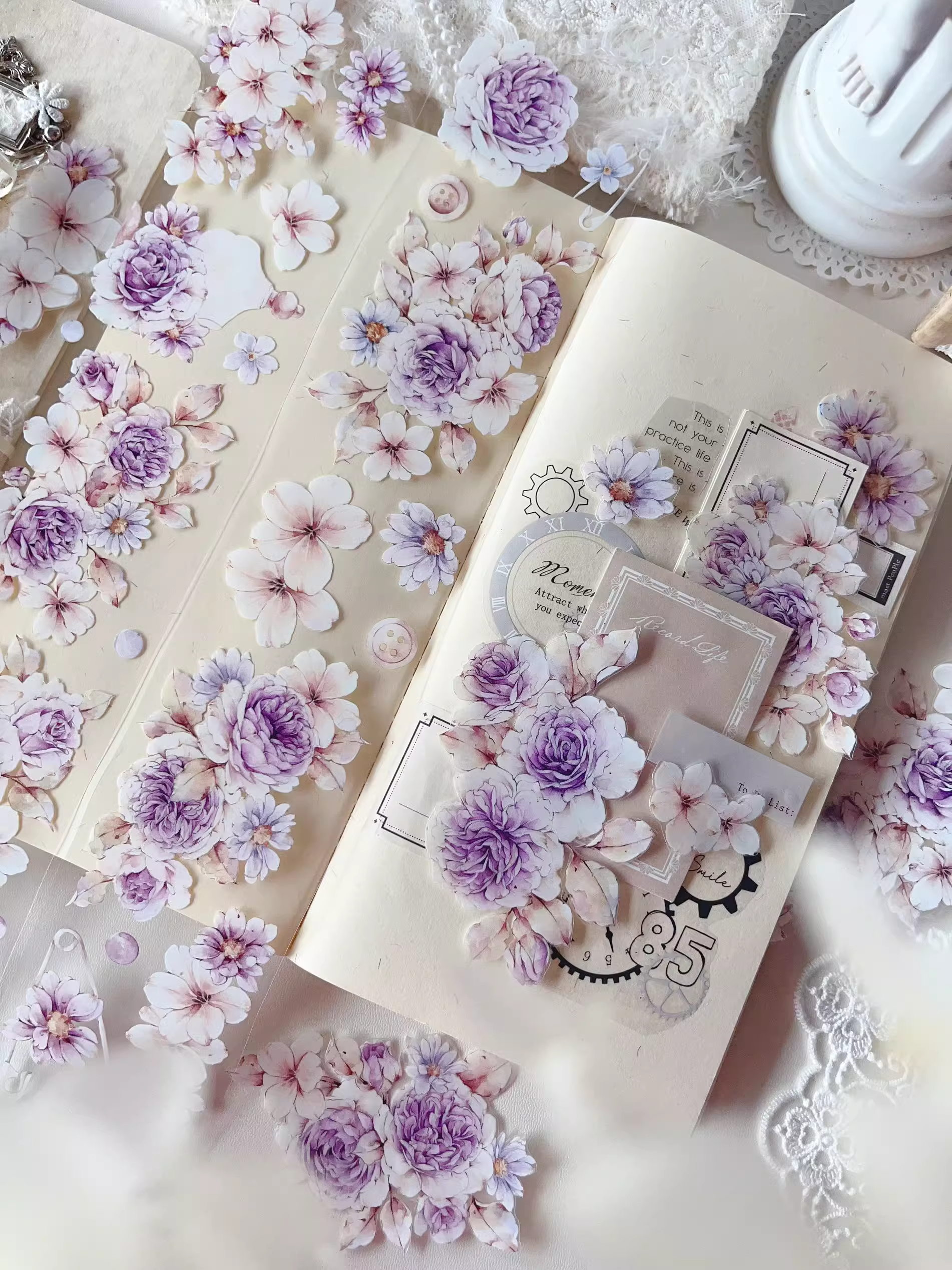 YIER Studio Dusk Purple Flowers PET Washi tape 60mm*600cm